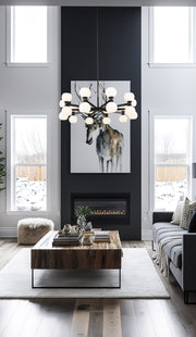 Artemis 20 Light 42" Chandelier in Matte Black in a room setting