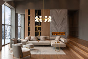 Artemis 20 Light 42" Chandelier in Modern Gold in a room setting