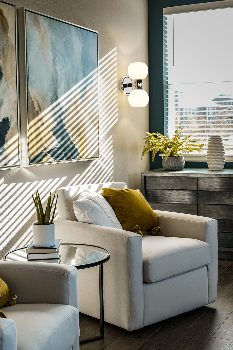 Artemis 2 Light 5" Wall Sconce in Chrome in a room setting