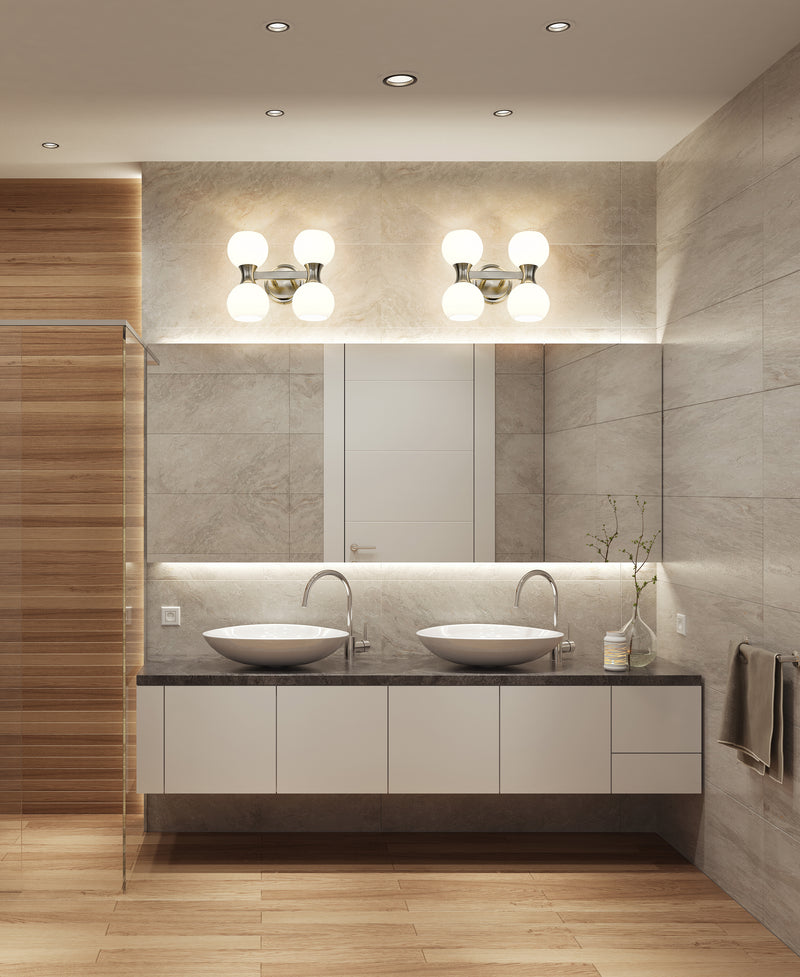 Artemis 4 Light 13" Vanity in Brushed Nickel in a room setting