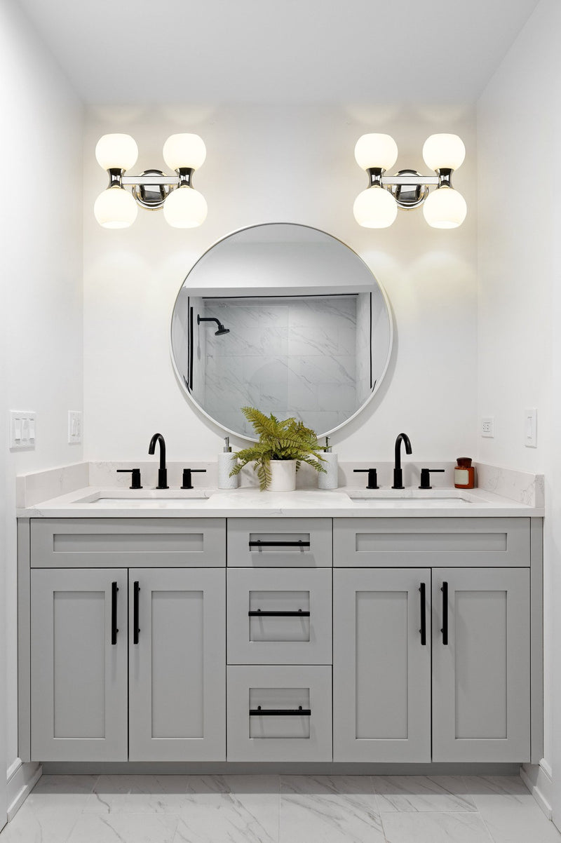 Artemis 4 Light 13" Vanity in Chrome in a room setting