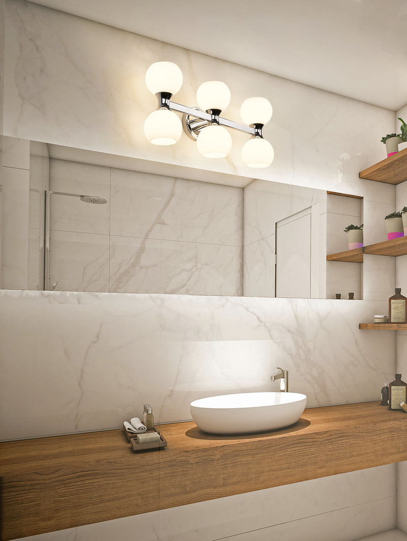 Artemis 6 Light 25" Vanity in Chrome in a room setting