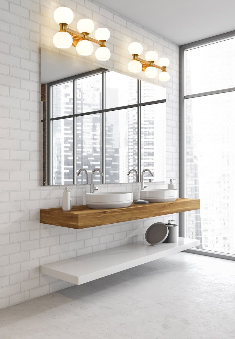 Artemis 6 Light 25" Vanity in Modern Gold in a room setting