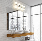 Artemis 8 Light 35" Vanity in Chrome in a room setting