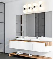 Artemis 8 Light 35" Vanity in Chrome in a room setting