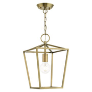 Devone Convertible Lantern Pendant / Semi-Flush Mount in Antique Brass
