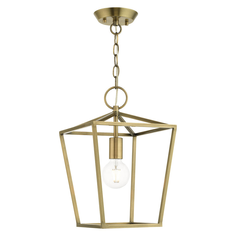 Devone Convertible Lantern Pendant / Semi-Flush Mount in Antique Brass
