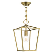 Devone Convertible Lantern Pendant / Semi-Flush Mount in Antique Brass