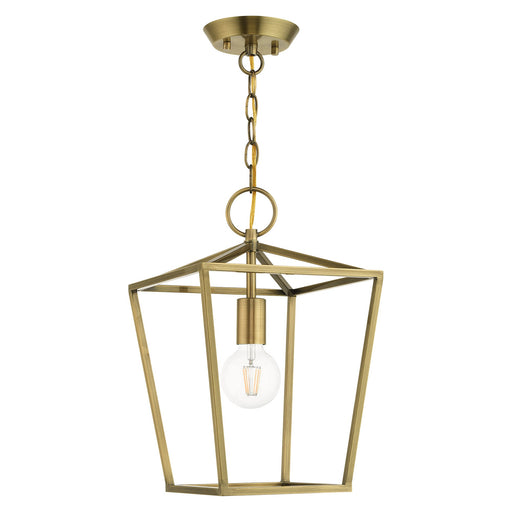 Devone Convertible Lantern Pendant / Semi-Flush Mount in Antique Brass