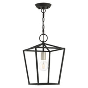 Devone Convertible Lantern Pendant / Semi-Flush Mount in Black with Brushed Nickel Accents