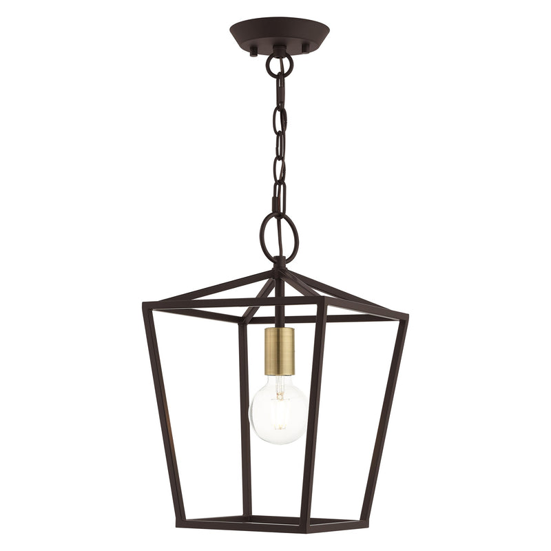 Devone Convertible Lantern Pendant / Semi-Flush Mount in Bronze