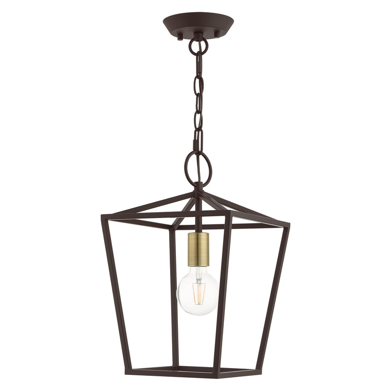 Devone Convertible Lantern Pendant / Semi-Flush Mount in Bronze