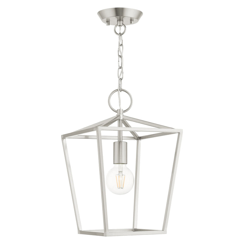 Devone Convertible Lantern Pendant / Semi-Flush Mount in Brushed Nickel