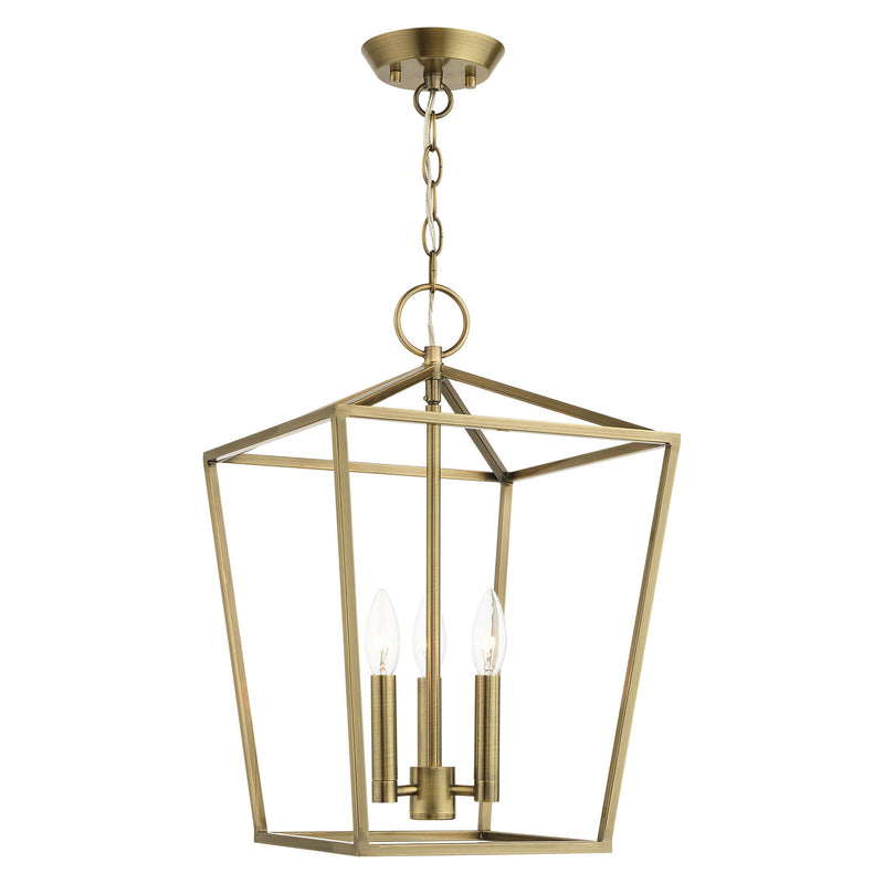 Devone 3-Light Lantern Pendant in Antique Brass