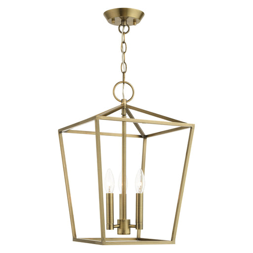Devone 3-Light Lantern Pendant in Antique Brass