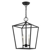 Devone 3-Light Lantern Pendant in Black with Brushed Nickel Accents