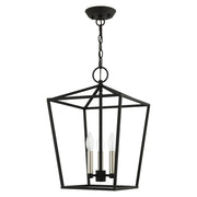 Devone 3-Light Lantern Pendant in Black with Brushed Nickel Accents