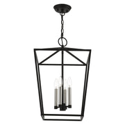 Devone 4-Light Chandelier in Black with Brushed Nickel Accents
