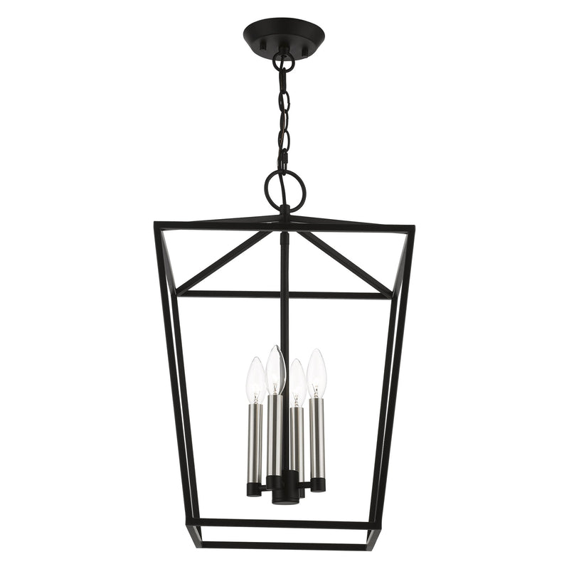 Devone 4-Light Chandelier in Black with Brushed Nickel Accents