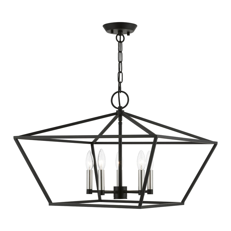 Devone 5-Light Chandelier in Black with Brushed Nickel Accents