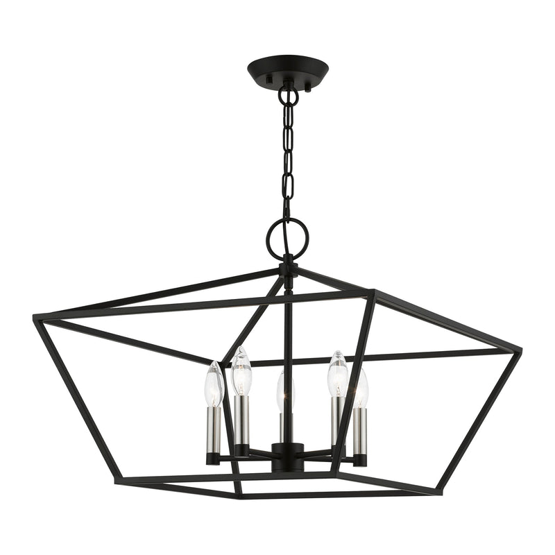 Devone 5-Light Chandelier in Black with Brushed Nickel Accents