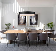 Counterpoint 5 Light 42" Linear Pendant in Matte Black in a room setting