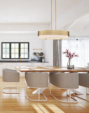 Counterpoint 5 Light 42" Linear Pendant in Modern Gold in a room setting