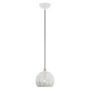 Chantilly Petite Pendant in White with Brushed Nickel Accents