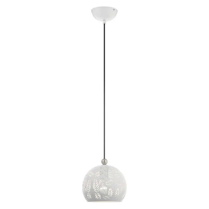 Chantilly Petite Pendant in White with Brushed Nickel Accents