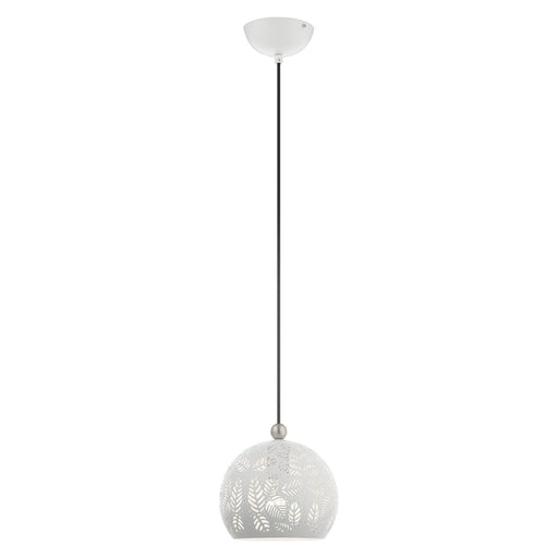 Chantilly Petite Pendant in White with Brushed Nickel Accents