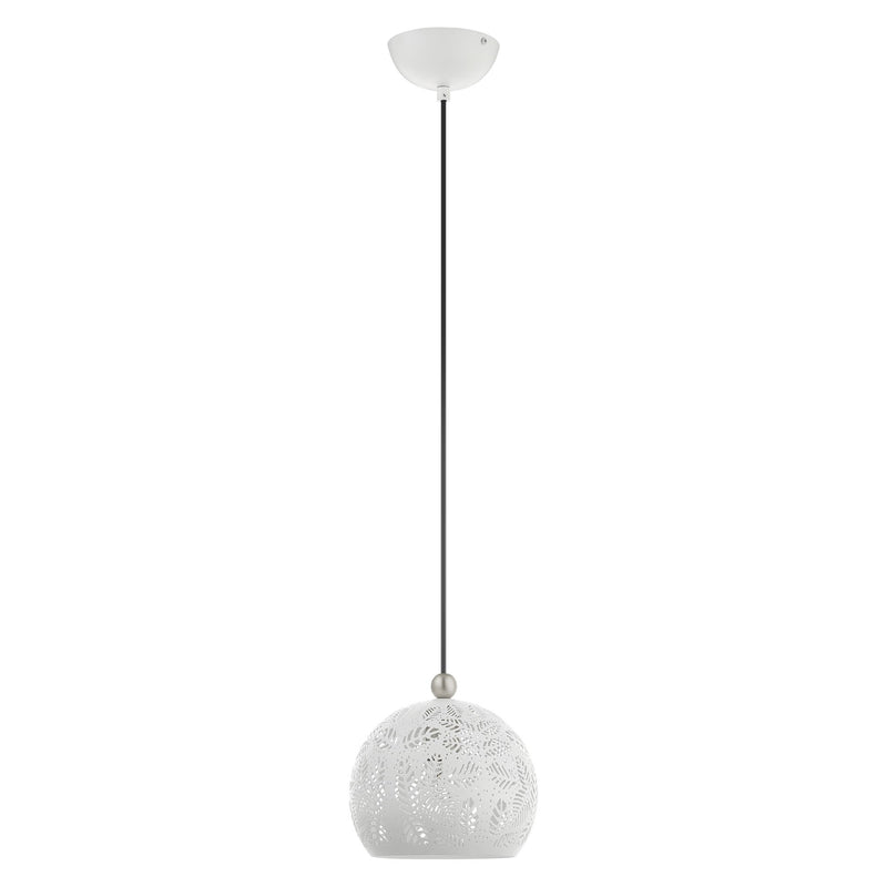 Chantilly Petite Pendant in White with Brushed Nickel Accents