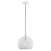Chantilly Small Pendant in White with Brushed Nickel Accents