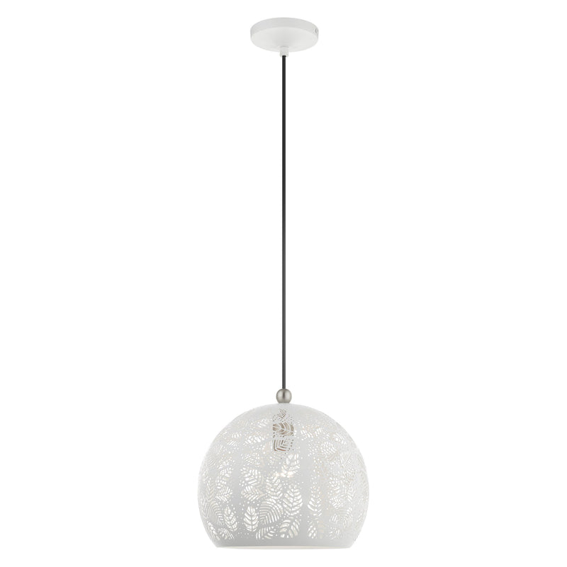 Chantilly Small Pendant in White with Brushed Nickel Accents
