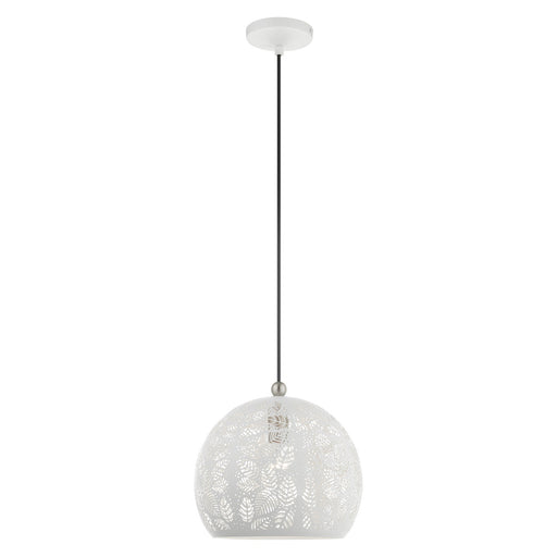 Chantilly Small Pendant in White with Brushed Nickel Accents