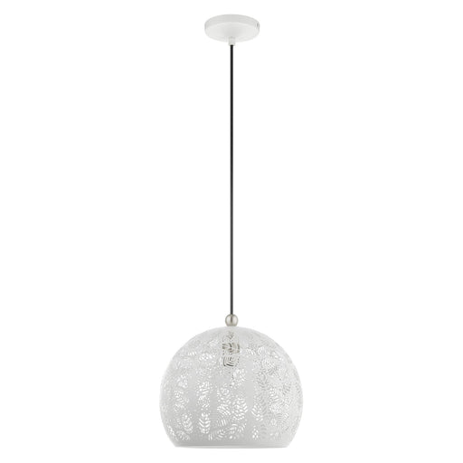 Chantilly Small Pendant in White with Brushed Nickel Accents