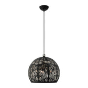 Chantilly 3-Light Medium Pendant in Black with Brushed Nickel Accents