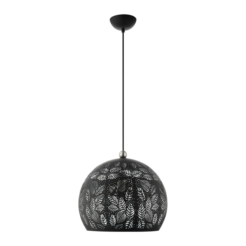 Chantilly 3-Light Medium Pendant in Black with Brushed Nickel Accents