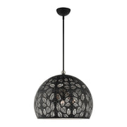 Chantilly 3-Light Large Pendant in Black with Brushed Nickel Accents