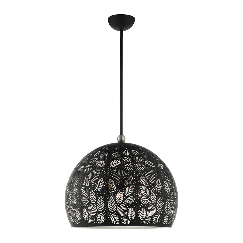 Chantilly 3-Light Large Pendant in Black with Brushed Nickel Accents