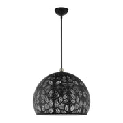 Chantilly 3-Light Large Pendant in Black with Brushed Nickel Accents
