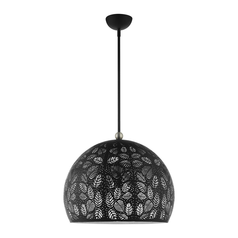 Chantilly 3-Light Large Pendant in Black with Brushed Nickel Accents