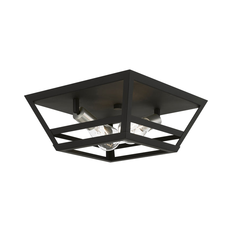 Schofield 2-Light Flush Mount in Black with Brushed Nickel Accents