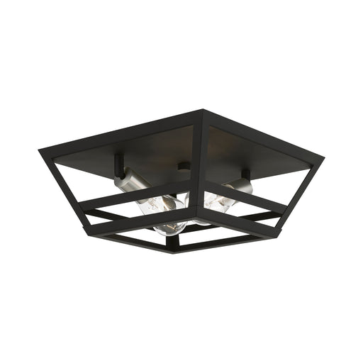 Schofield 2-Light Flush Mount in Black with Brushed Nickel Accents