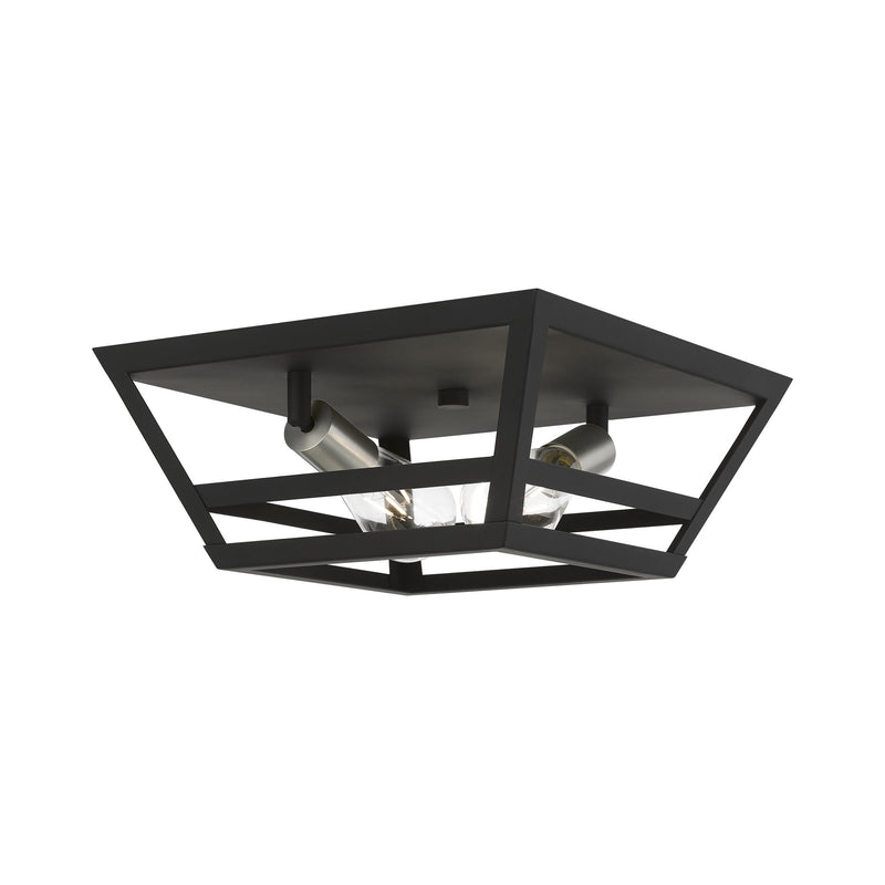 Schofield 2-Light Flush Mount in Black with Brushed Nickel Accents