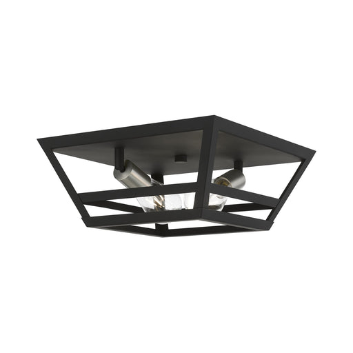 Schofield 2-Light Flush Mount in Black with Brushed Nickel Accents