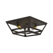 Schofield 2-Light Flush Mount in Bronze with Antique Brass Accents