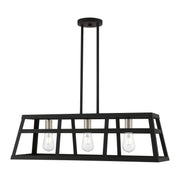 Schofield 3-Light Linear Chandelier in Black with Brushed Nickel Accents