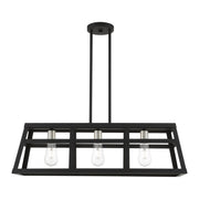 Schofield 3-Light Linear Chandelier in Black with Brushed Nickel Accents