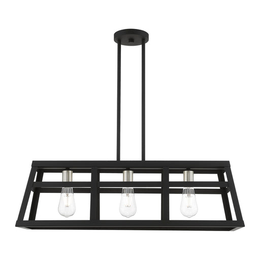 Schofield 3-Light Linear Chandelier in Black with Brushed Nickel Accents