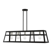 Schofield 5-Light Linear Chandelier in Black with Brushed Nickel Accents